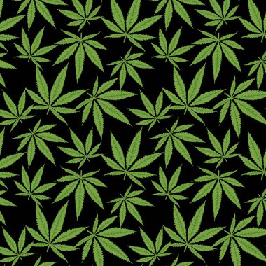 El yapımı marihuana yapraklarının kusursuz siyah vektör deseni