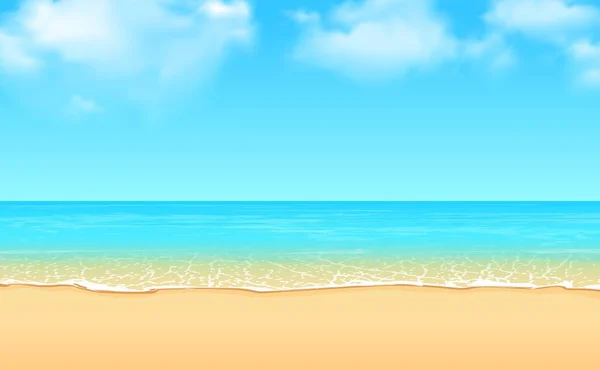 Vector Landscape Calm Seashore Cloudy Sky Sunny Summer Day — Stock Vector