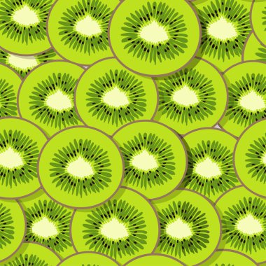 Parlak kivi meyve dilimlerinin kusursuz el çizimi vektör deseni