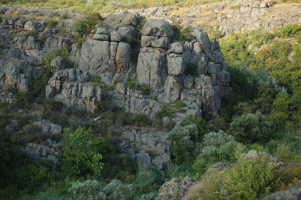 Picturesque sunset landscape of Aktove Canyon, Nikolaev region, Ukraine