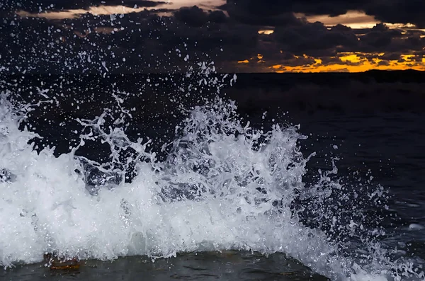 Splashing Wave Black Sea Night — Stock Photo, Image