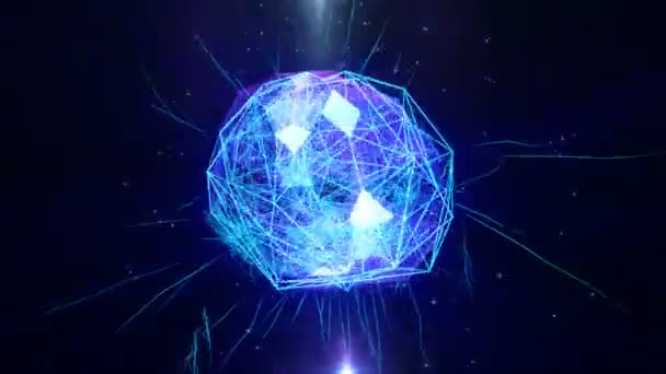 Многоугольная Форма Мозга Искусственного Интеллекта Линиями Светящимися Точками Тенью Темно — стоковое видео
