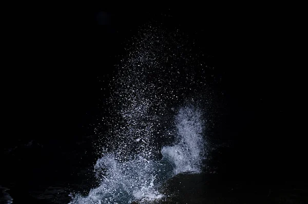 Spatten Van Golf Zwarte Zee Nacht — Stockfoto