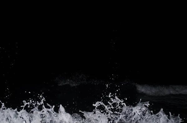 Splashing Onda Sul Mar Nero Nella Notte — Foto Stock