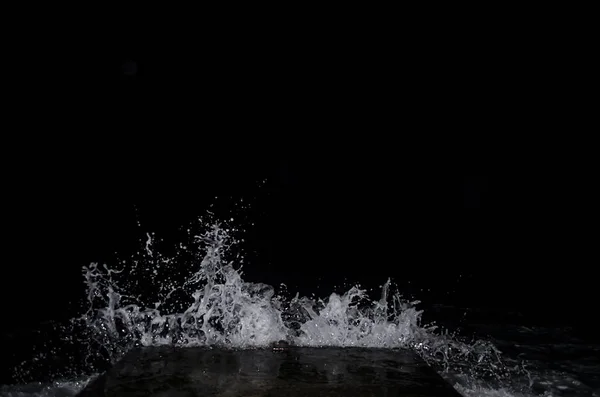 Spatten Van Golf Zwarte Zee Nacht — Stockfoto