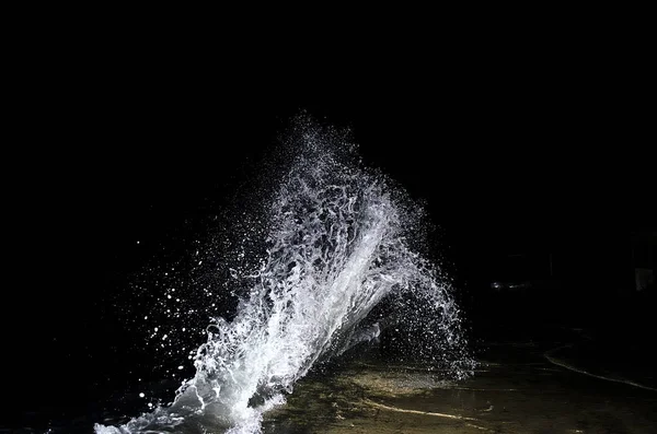 Splashing Wave Black Sea Night — Stock Photo, Image