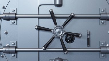 Banka kasa kapısı. 3D render.