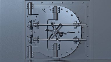 Banka kasa kapısı. 3D render.