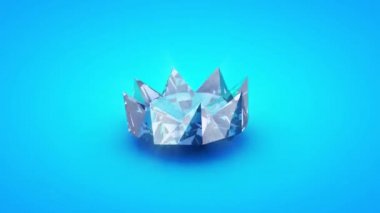 Mavi arka planda elmas etrafında yavaş döner. Yakın çekim, kesintisiz döngü.