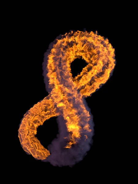 Fire Number Eight Black Background Rendering — Stock Photo, Image