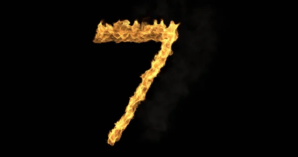 Burning Number Seven Transparent Background Rendering — Stock Photo, Image