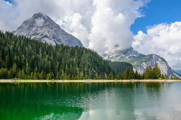 Ehrwalder Almsee - beautiful mountain lake in the Alps, Tyrol, Austria