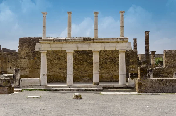 Pompeii Ruins Forum Remains Ancient Pompeii Town Destroyed Eruption Volcano — Stock Photo, Image