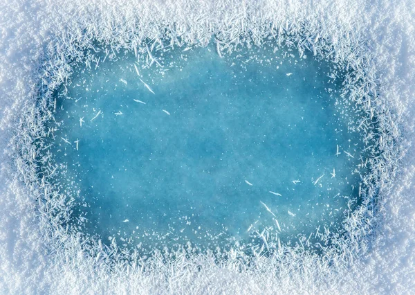Fondo de invierno: primer plano de la textura del hielo y la nieve —  Fotos de Stock