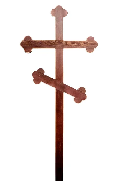 Cruz de madera, aislada sobre fondo blanco —  Fotos de Stock