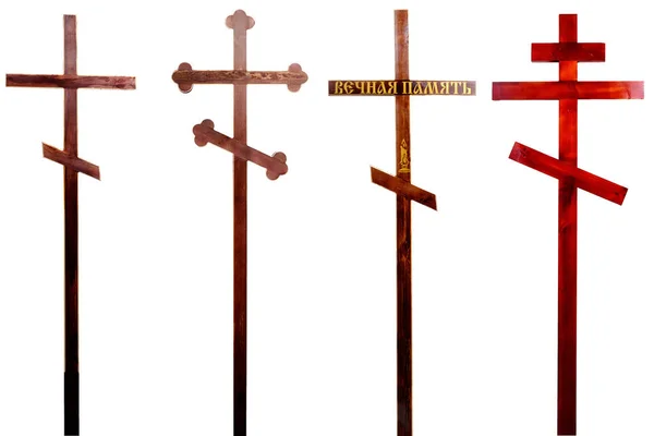 Деревянный крест, изолированный на белом фоне — стоковое фото