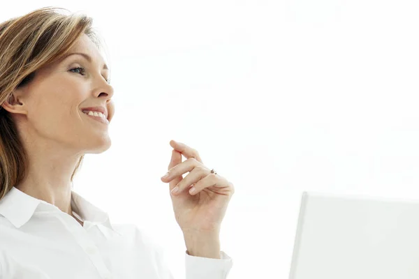 Woman Using Laptop Corporate Executive Businesswoman Computer — Stock Photo, Image