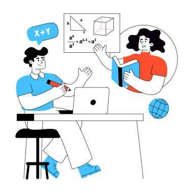 Çevrimiçi matematik dersinin mükemmel tasarım çizimi