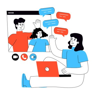 Görüntülü sohbetin düzenlenebilir tasarım çizimi