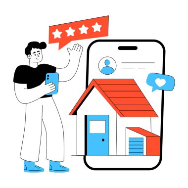 Mobil gayrimenkullerin kavramsal düz tasarım çizimi