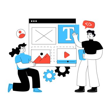 İçerik yönetiminin düzenlenebilir tasarım çizimi