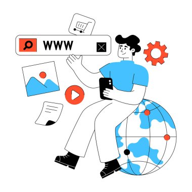 İnternet sörfünün düzenlenebilir tasarım çizimi