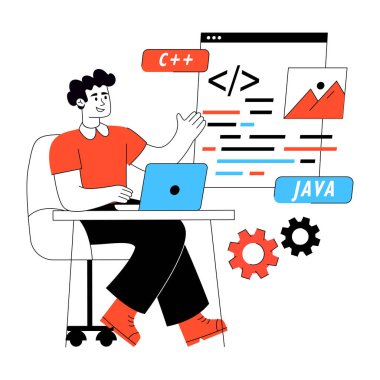 Web kodlamasının yaratıcı bir vektör tasarımı