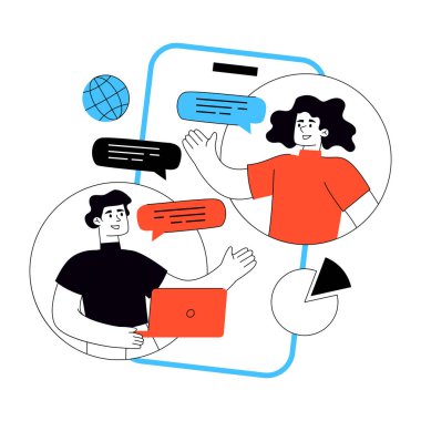 Çevrimiçi iletişimin modern tasarım çizimi