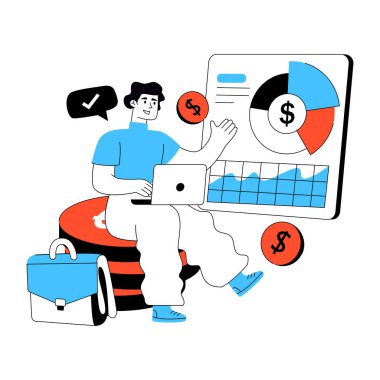 Finans yöneticisi illüstrasyonu, düzenlenebilir vektör