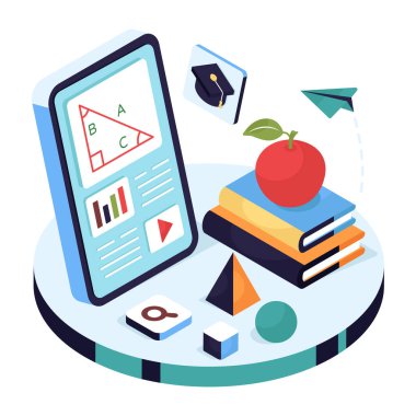 Kapalı kitabı olan elma meyvesi, sağlıklı eğitimin bir örneği.