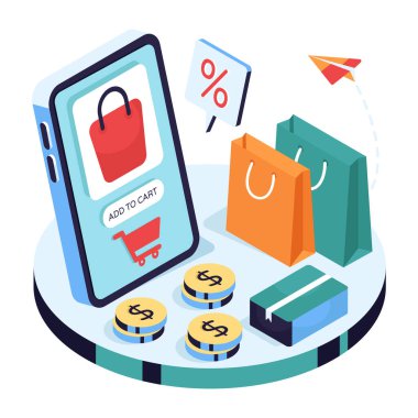 Sepet illüstrasyonuna, düzenlenebilir vektöre ekle