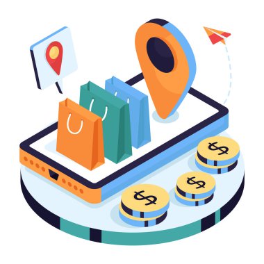 Çevrimiçi alışveriş konumunun yaratıcı tasarım çizimi