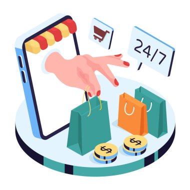 Trendy vector design of shopping bag