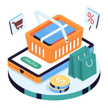 Alışveriş sepetinin eşsiz bir tasarımı.