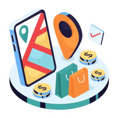 Mobil alışveriş konumu için mükemmel tasarım çizimi