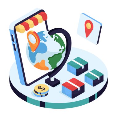 Küresel parsel konumunun mükemmel tasarım çizimi