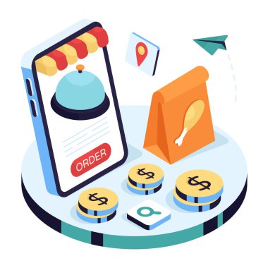 Mobil gıda mağazasının mükemmel tasarım çizimi