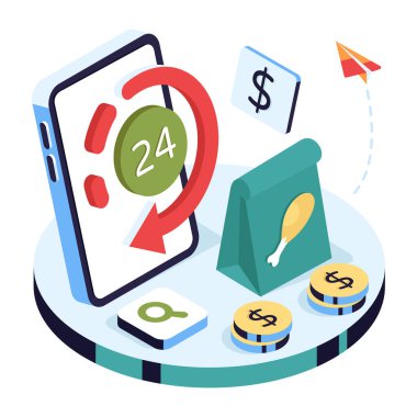 24 saatin yaratıcı tasarım illüstrasyonu