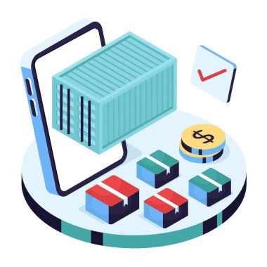 Çevrimiçi taşıyıcının bir illüstrasyon tasarımı