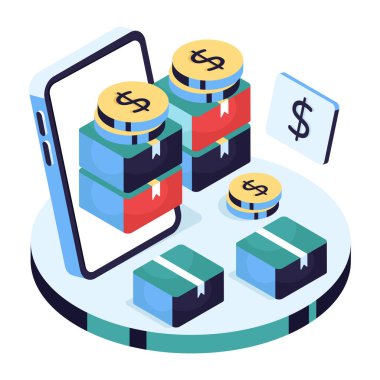 Teslimatta renkli bir para tasarımı simgesi