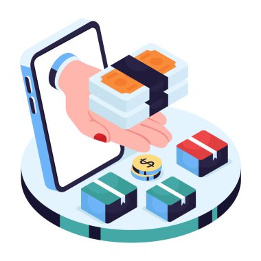 İzometrik tasarımda para simgesi veriliyor