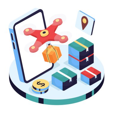 Drone dağıtımının modern tasarım simgesi