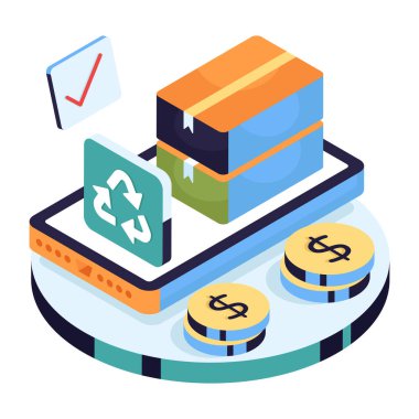 Paket geri dönüşümünün premimium indirme simgesi