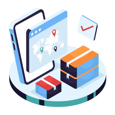 Çevrimiçi paket konumunun mükemmel tasarım simgesi