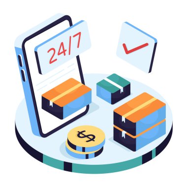 24 / 7 hr lojistik servisinin moda tasarım simgesi