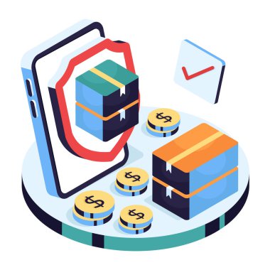 Editable design icon of parcel security