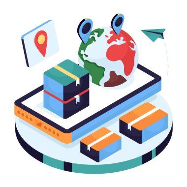 Küresel parsel konumunun eşsiz bir tasarım simgesi