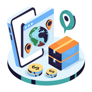 Mobil küresel konumun eşsiz bir tasarım simgesi