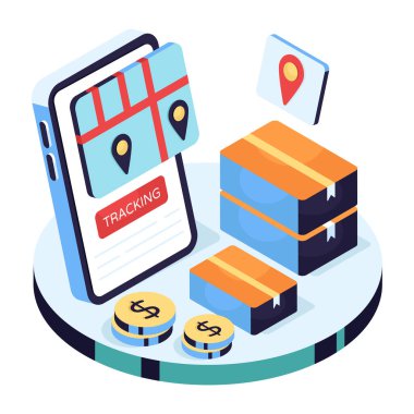 Mobil paket takibinin modern tasarım simgesi