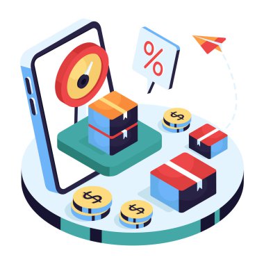 Paket ağırlığının kavramsal izometrik tasarım simgesi